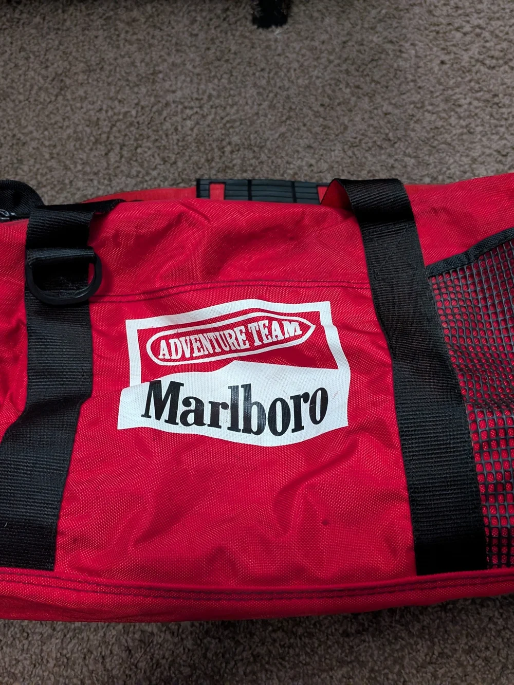 Vintage Marlboro Adventure Team Duffel Bag – Red Travel/Gym Bag